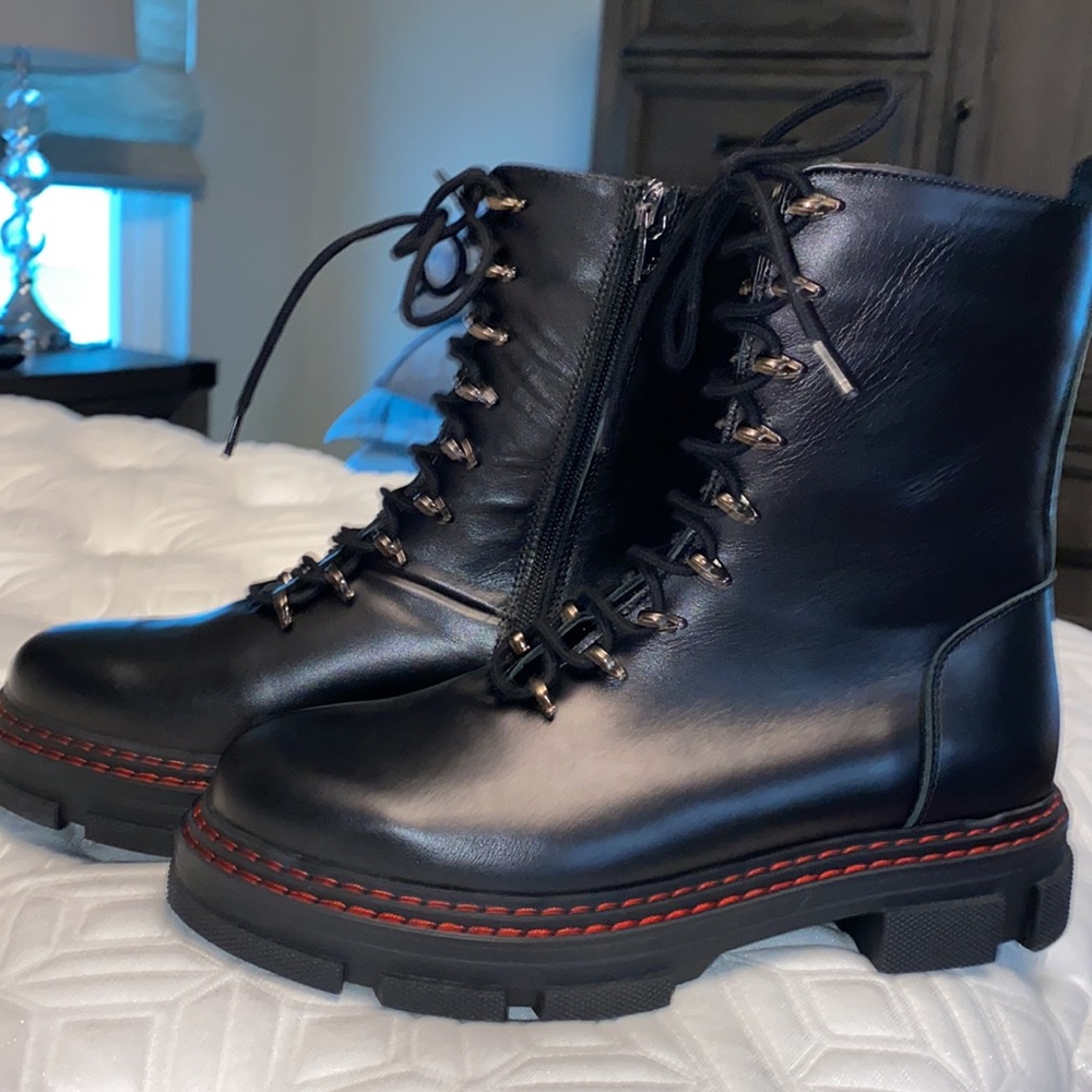 Kurt Geiger leather combat boots
